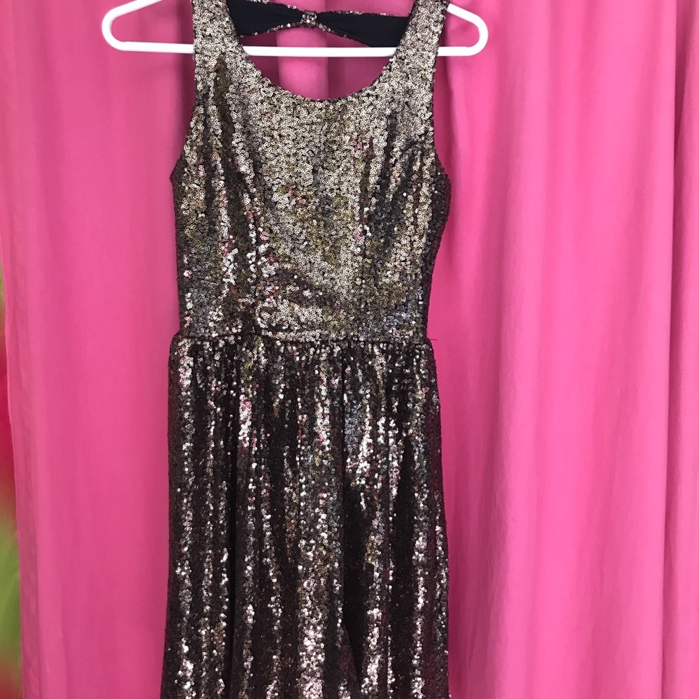 Delia’s Gold Sequin Bow Back Dress Worn Once